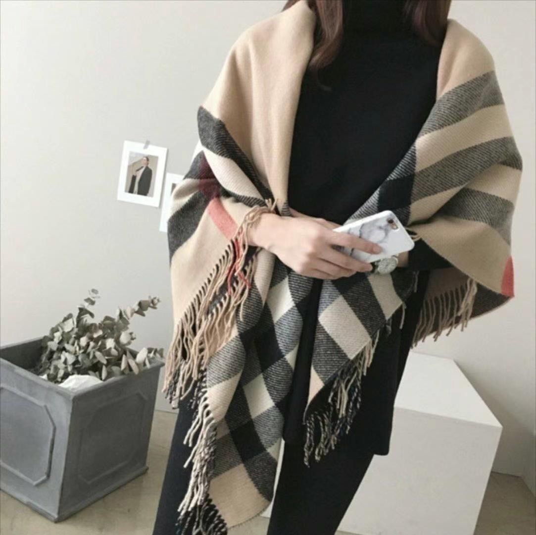 正韓EBA英倫格子雙面兩用披肩