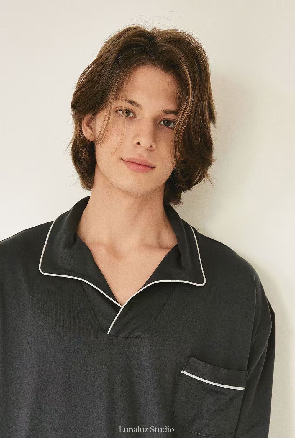 韓國 LUNA 韓系簡約男生長袖情侶套裝睡衣