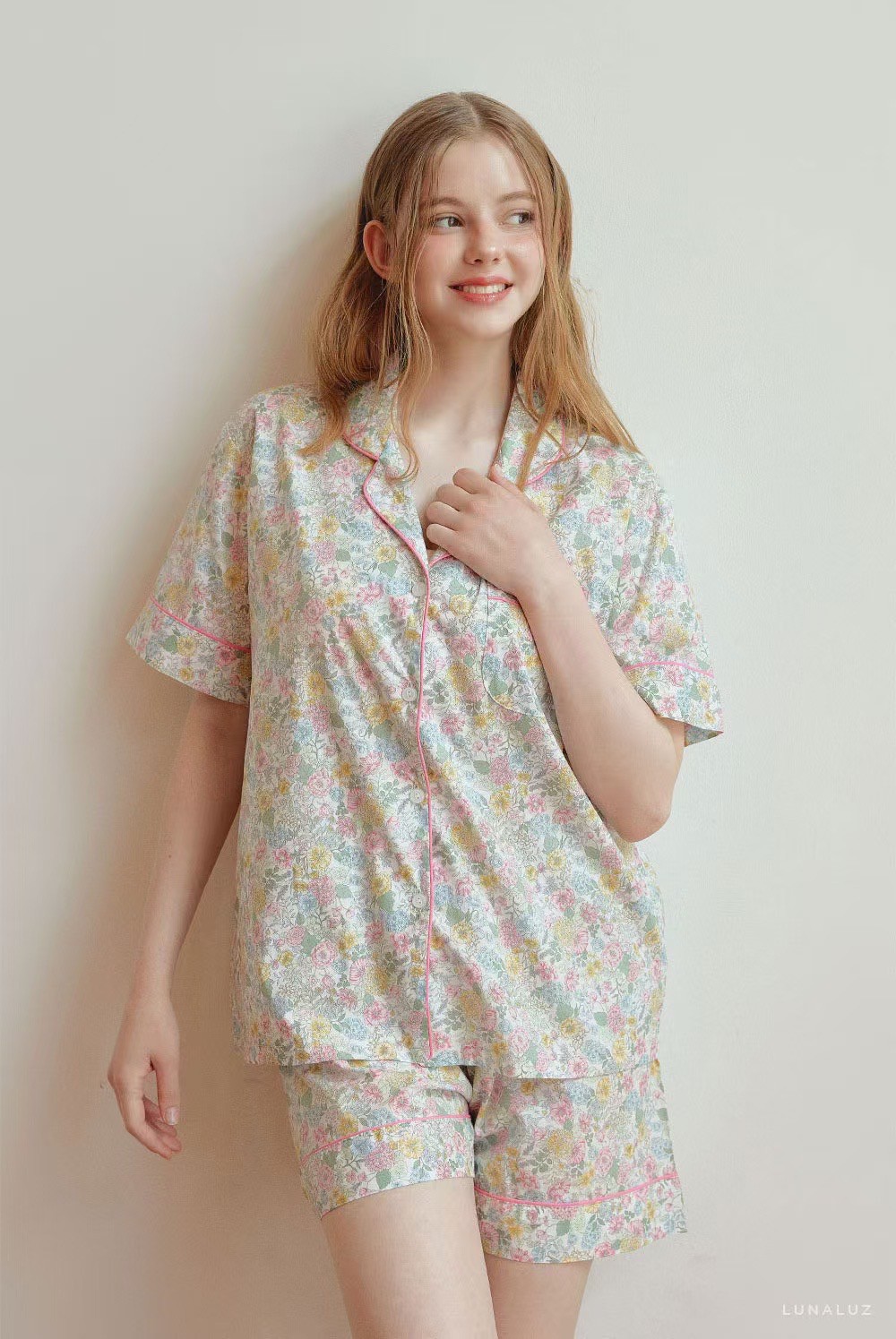 韓國 LUNA 歐風小清新碎花兩件式短褲睡衣