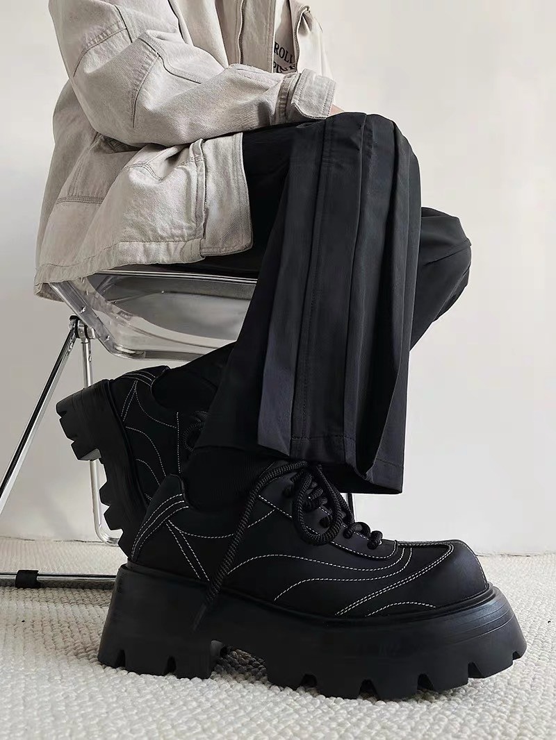 韓國 VBIN | 男款 8公分厚底線條鋸齒鬆糕鞋