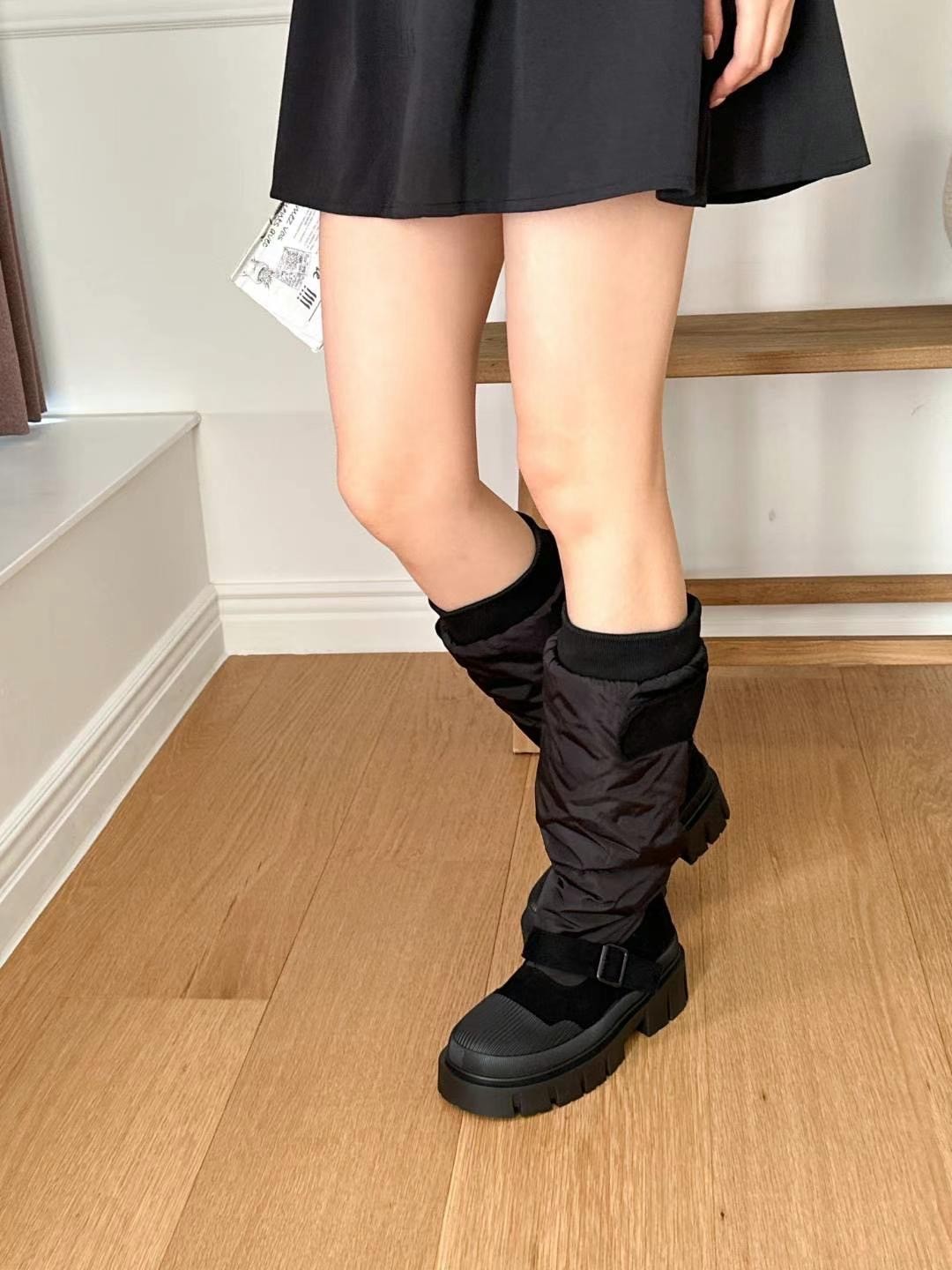 韓國ELF少見羽絨襪套長靴