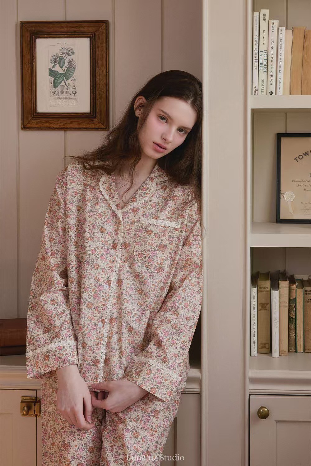 韓國 LUNA 法式鄉村碎花女生情侶套裝睡衣