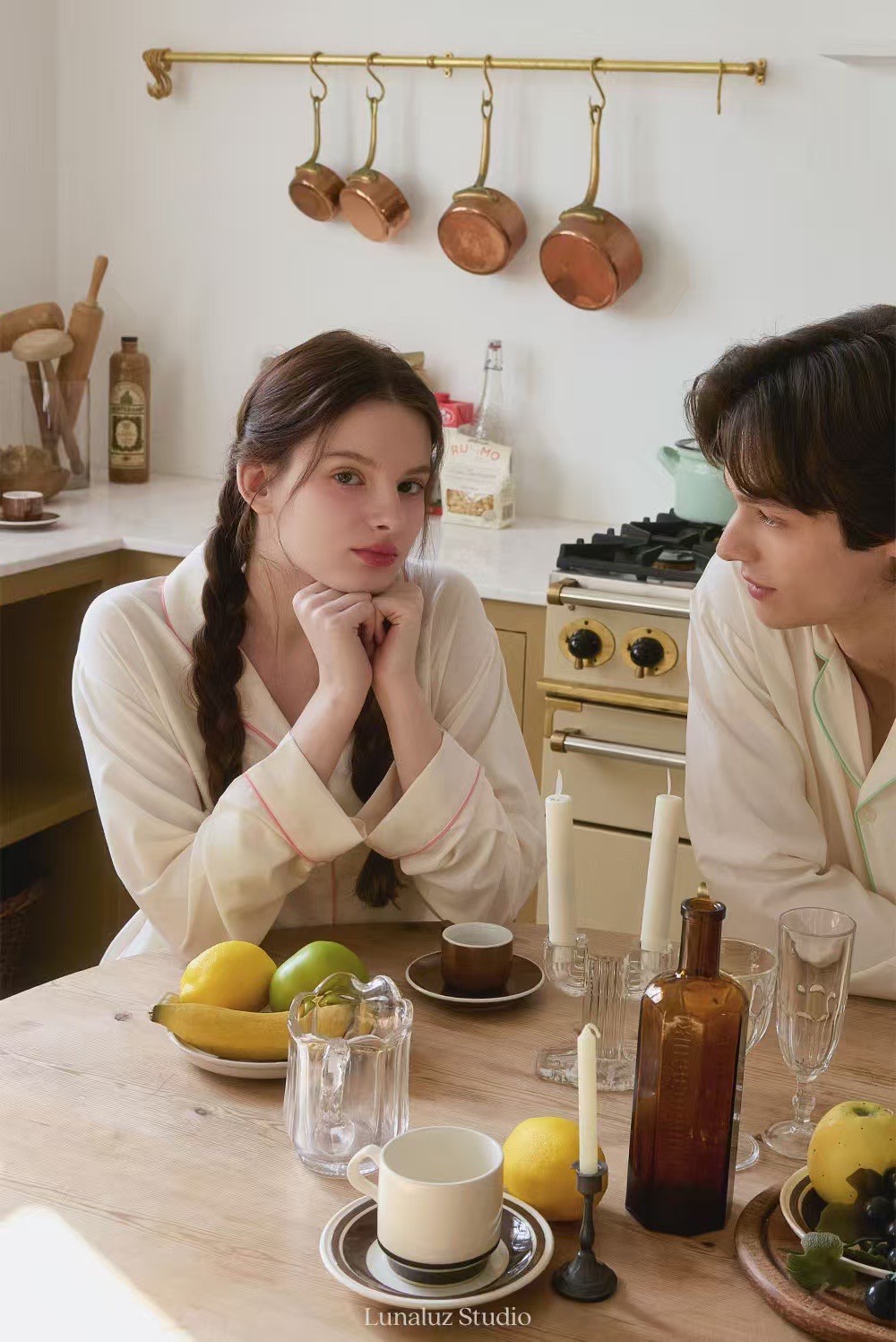 韓國 LUNA 法式極簡線條情侶睡衣