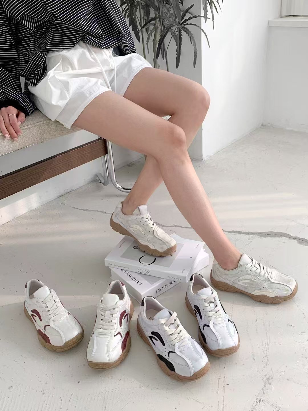 韓國 NAA 少見髒髒乒乓球防滑真皮休閒女鞋