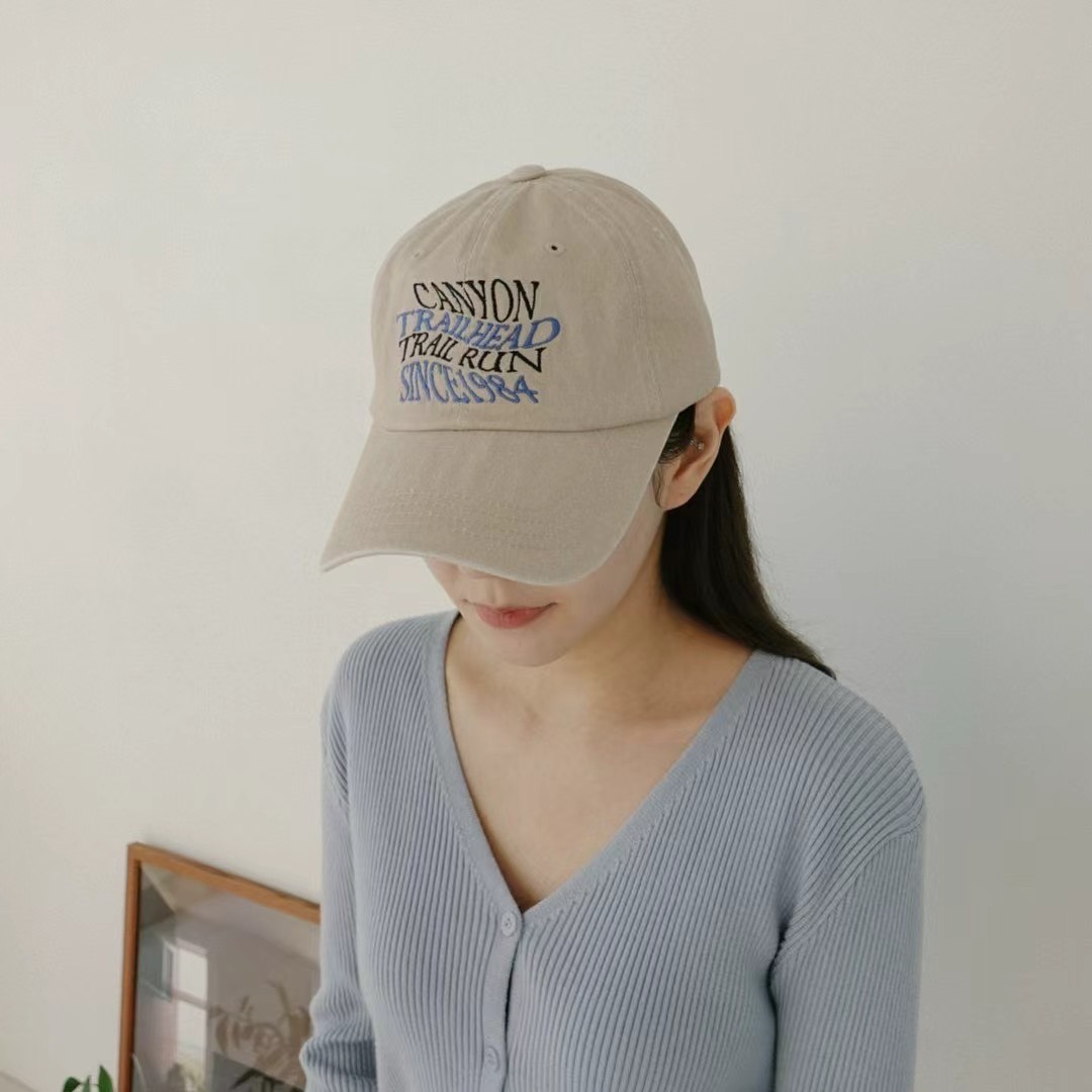 韓國UNI復古丹寧刷舊峽谷字母棒球帽