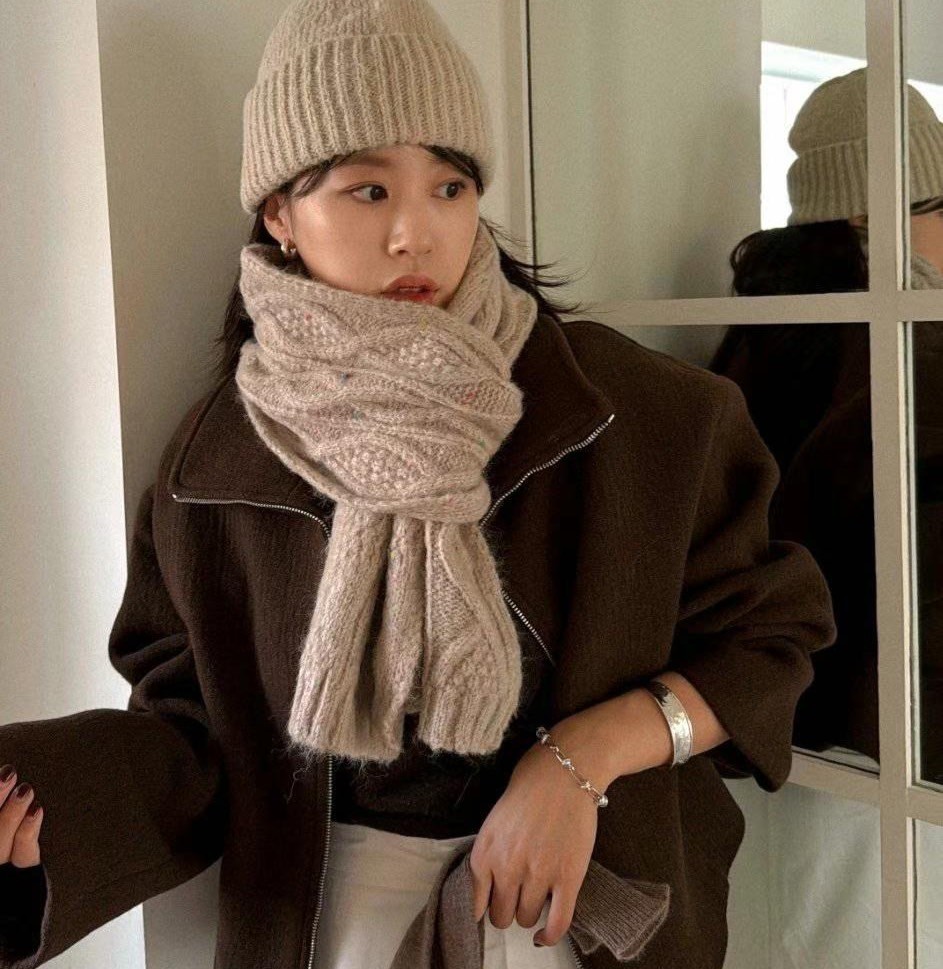 正韓EBA麻花紋針織圍巾