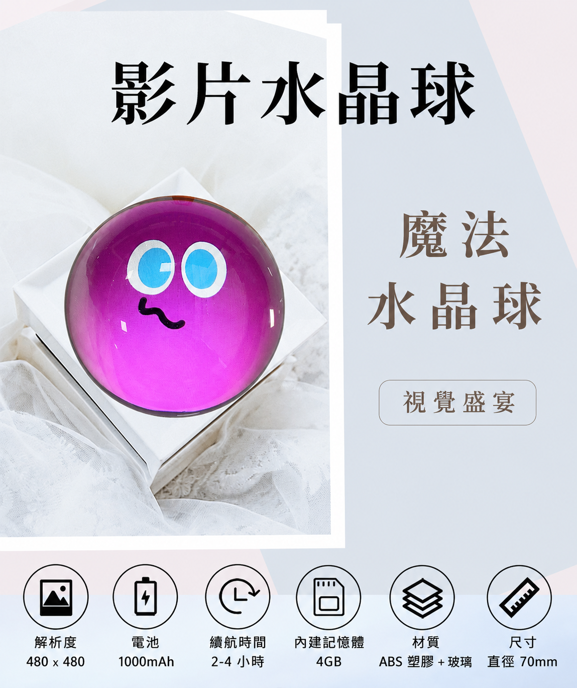 創意水晶記憶球影片播放器｜寵物影像紀念・客製化生日搞怪禮物