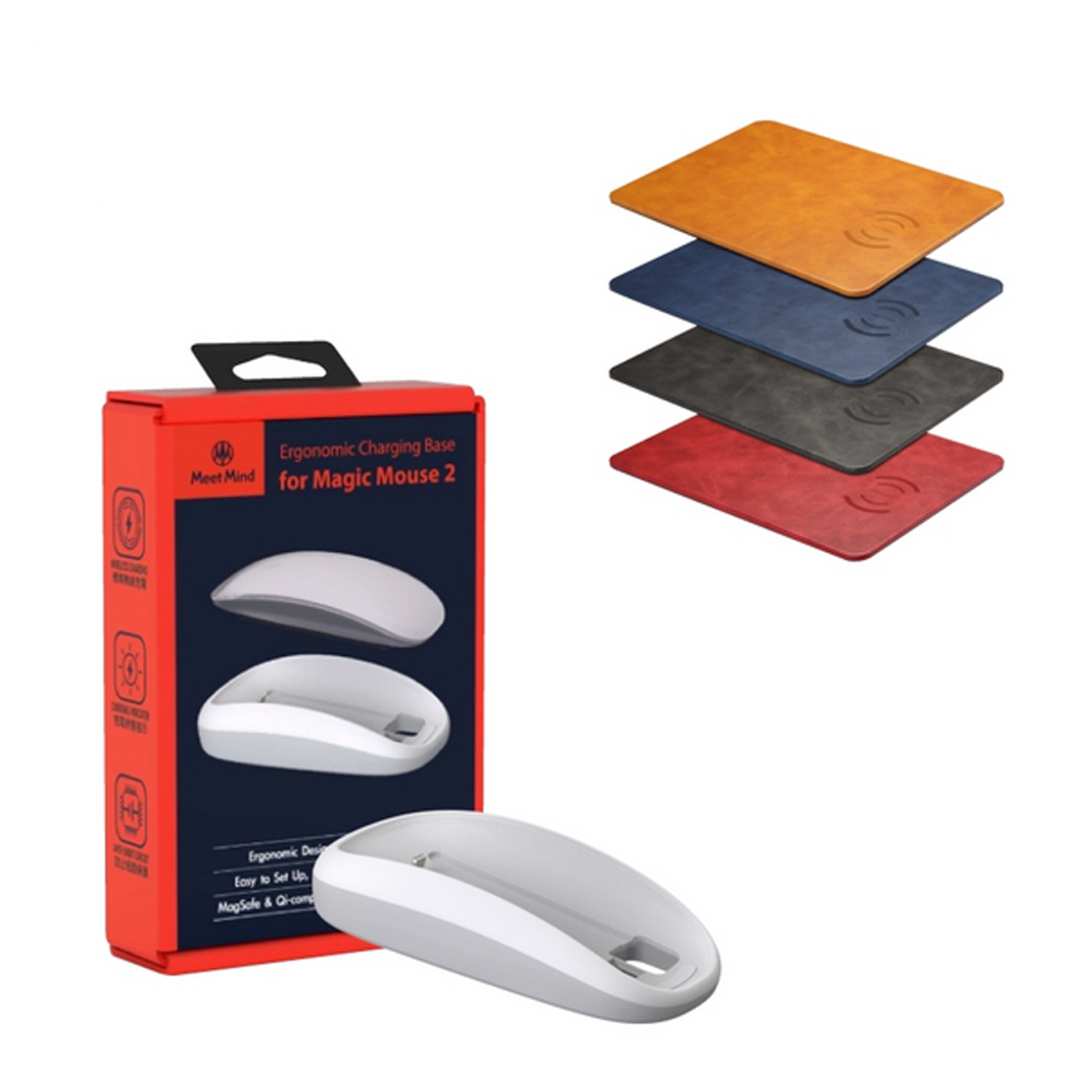 for Apple巧控滑鼠2人體工學無線充電轉接座+充電滑鼠板組合