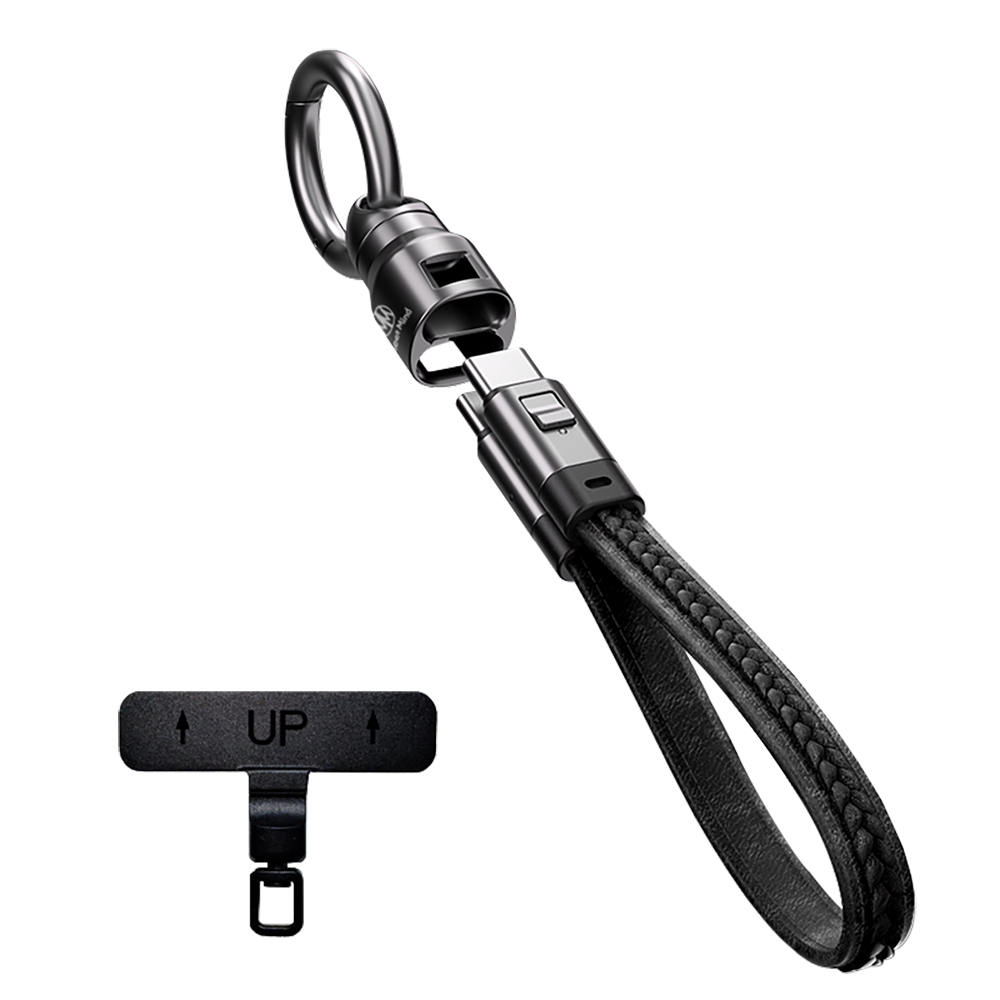 皮紋鋅合金鑰匙扣充電線-PD240w/22cm