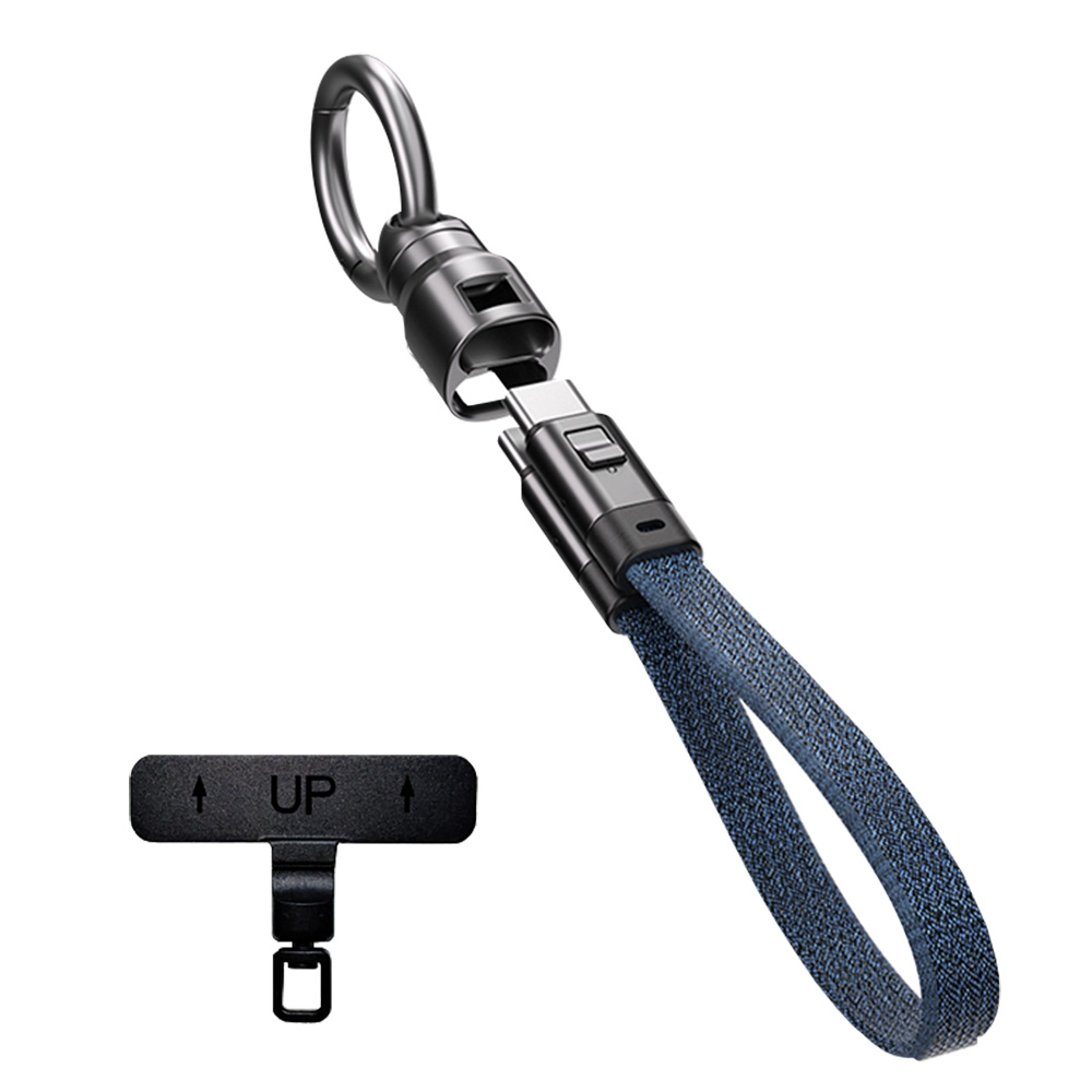 牛仔紋鋅合金鑰匙扣充電線｜PD240W Type-C 快充線 22cm