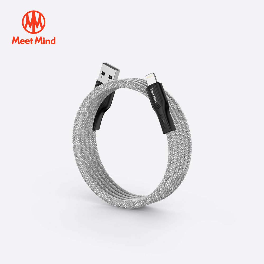 O-MagCables USB-A to Lightning 磁性快收納充電傳輸線-銀色