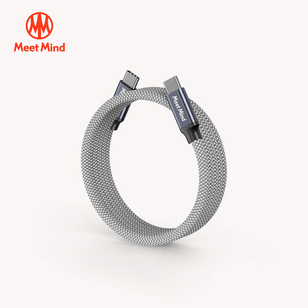 O-MagCables Type-C to Type-C 240W 磁性快收納充電傳輸線-銀色