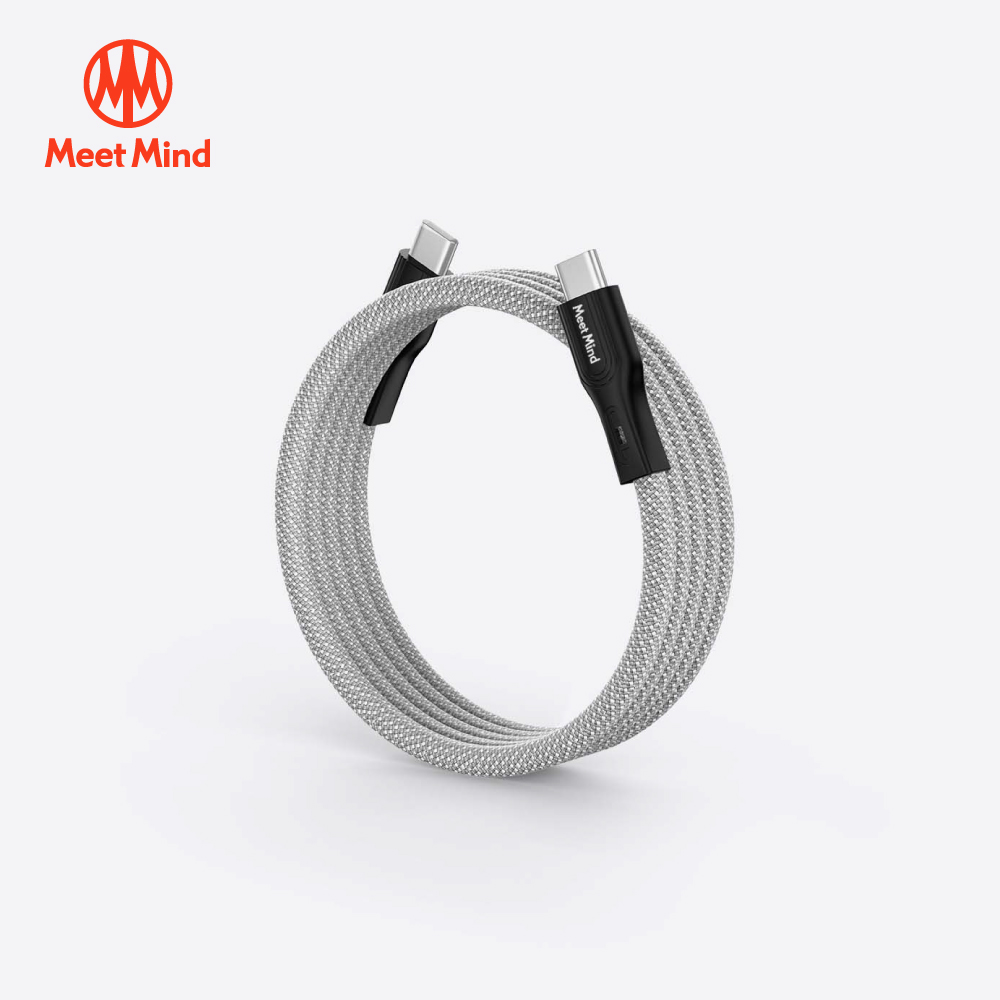 O-MagCables Type-C to Type-C 60W 磁性快收納充電傳輸線-銀色