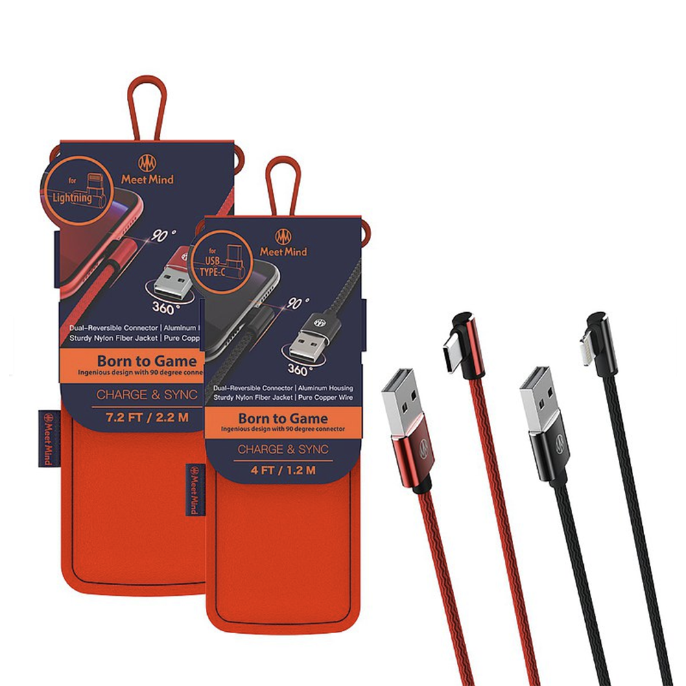 二代L形雙面接頭編織充電傳輸線 Type-C/Lightning