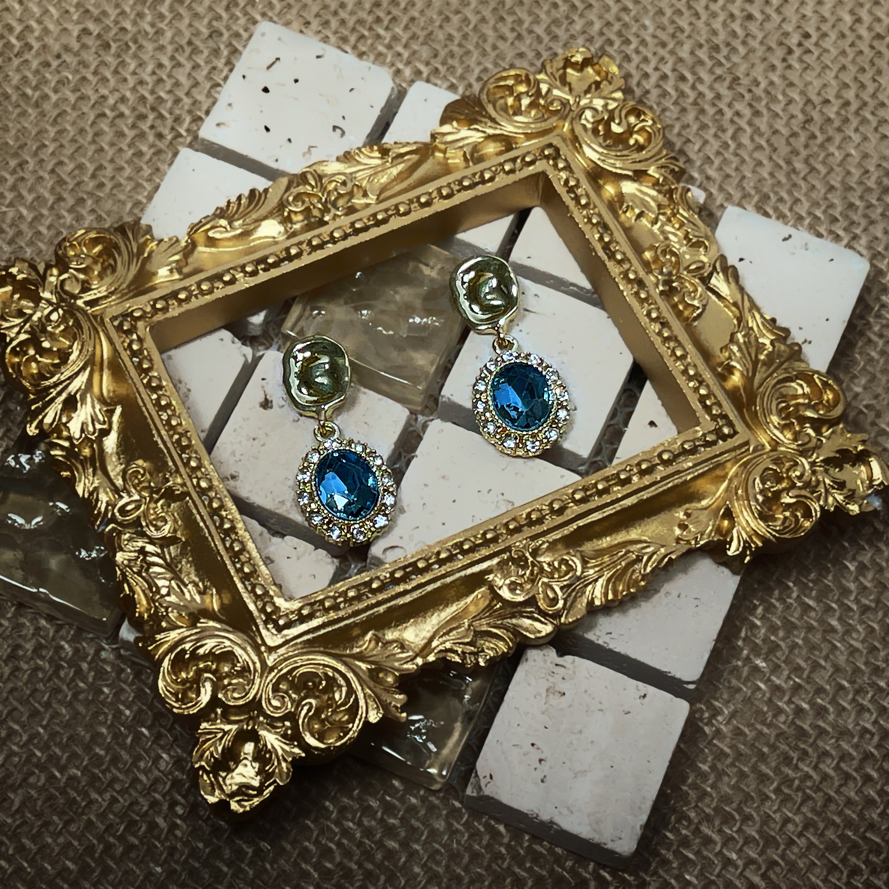 【 淳飾 】銀針｜橢圓藍水晶鋯石鑲邊 12161930