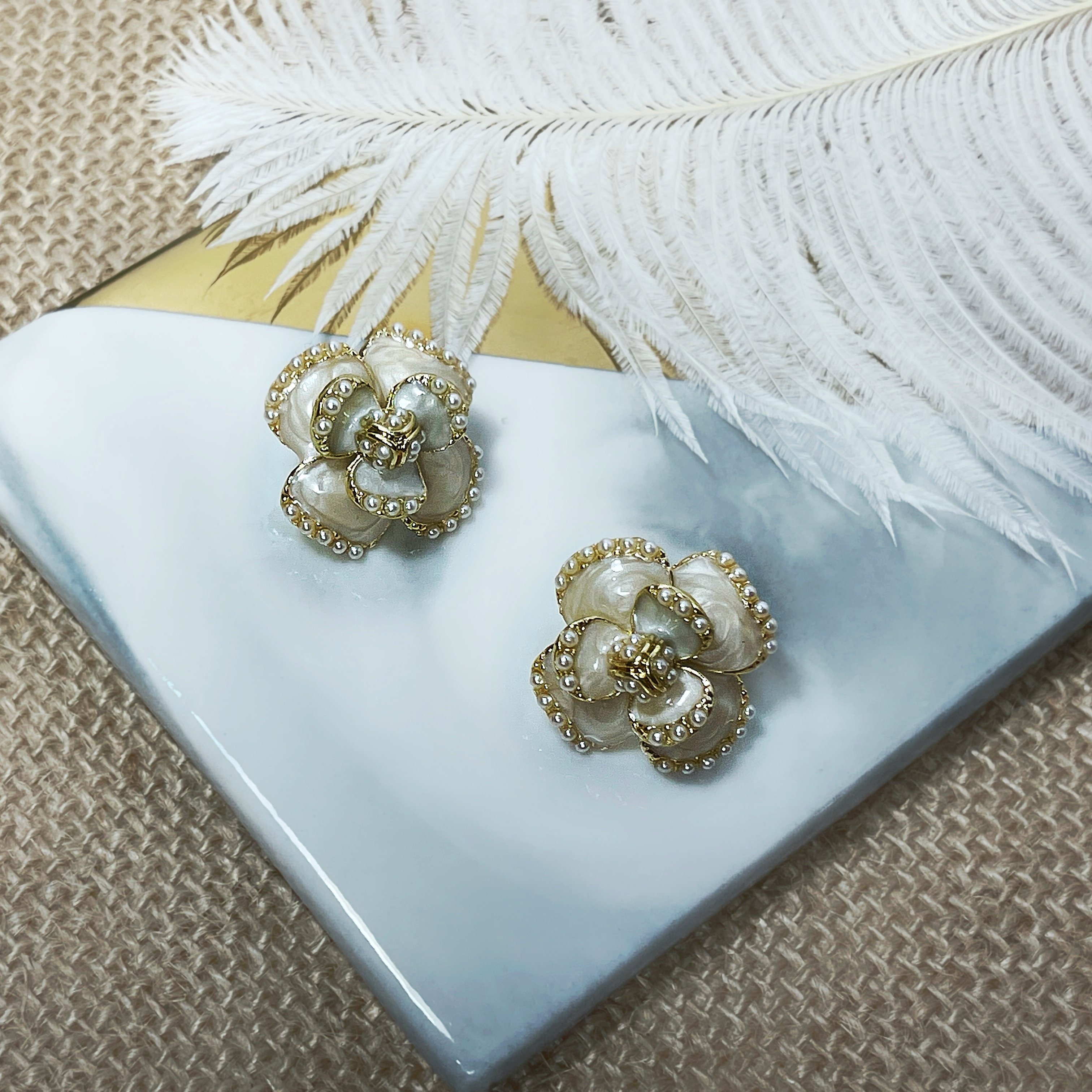 【 淳飾 】銀針｜珐瑯珍珠山茶花 12161929