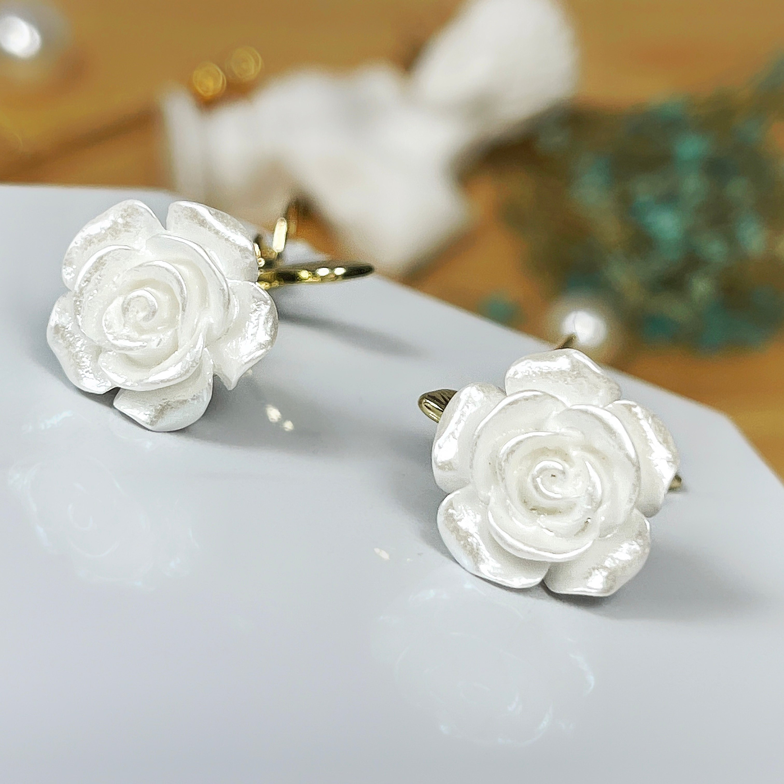 【 淳飾 】銀針K金｜復古玫瑰垂墜款 1451919