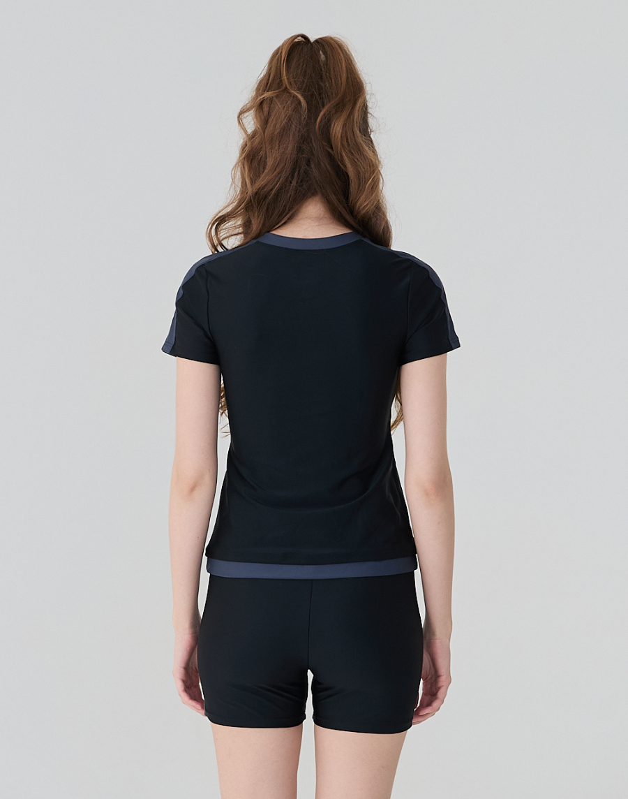 Haolang 經典黑兩件式短袖泳衣