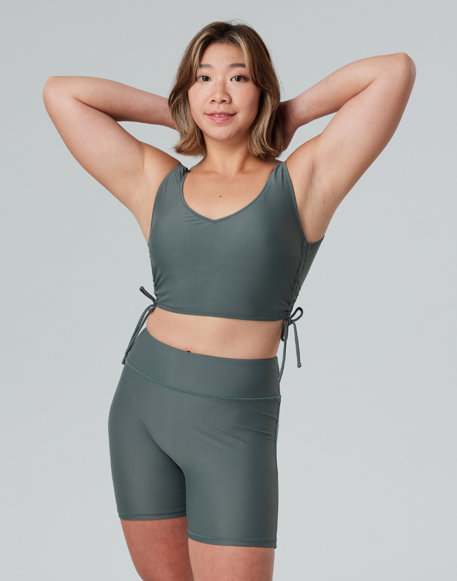 Haolang 炭灰綠挖背比基尼TOP