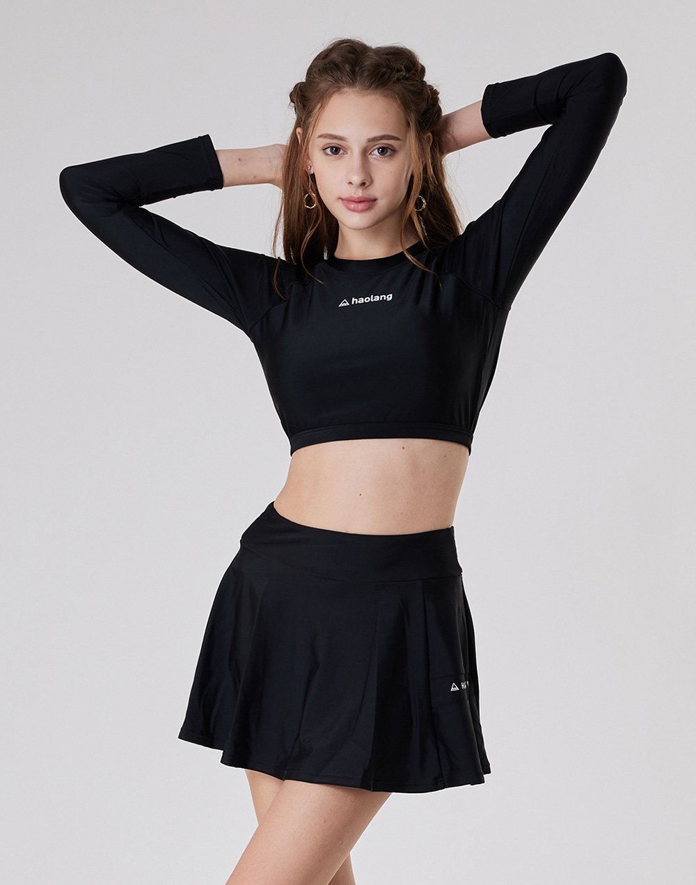 Haolang 經典黑高腰泳裙(單件)