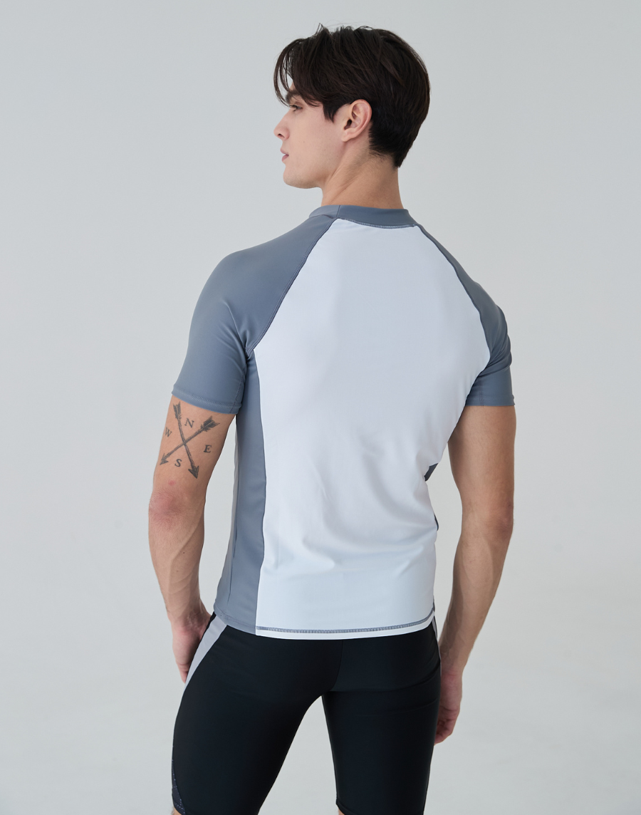 Haolang 灰白拼接男款短袖泳衣