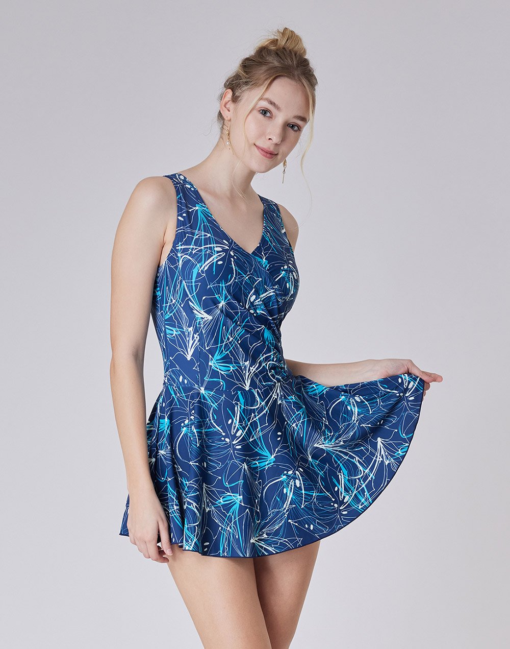 Haolang 抽象水花寬鬆型泳衣/大尺碼