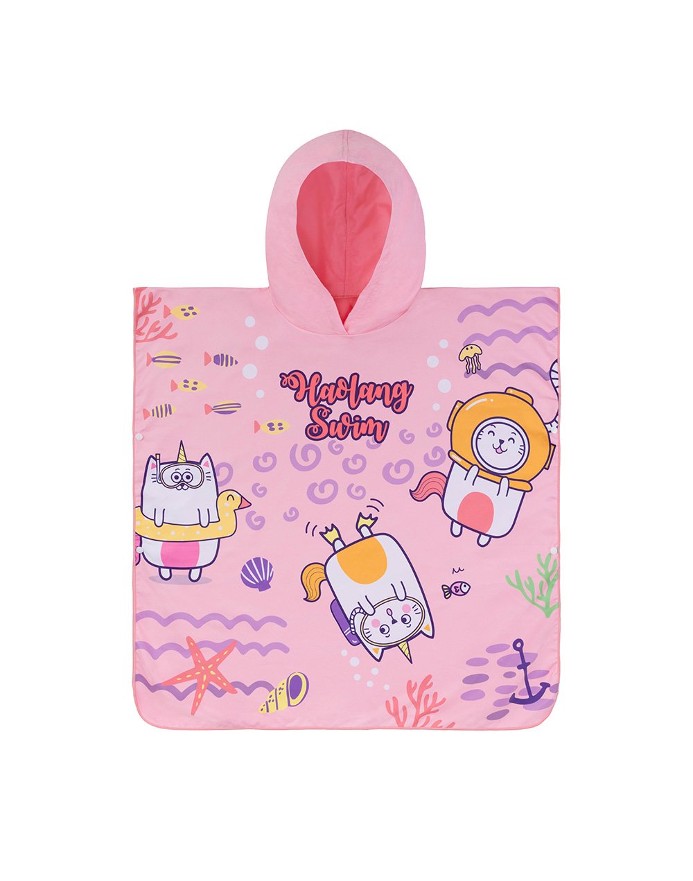 Haolang 粉紅貓咪快乾毛巾衣(纖維毛)