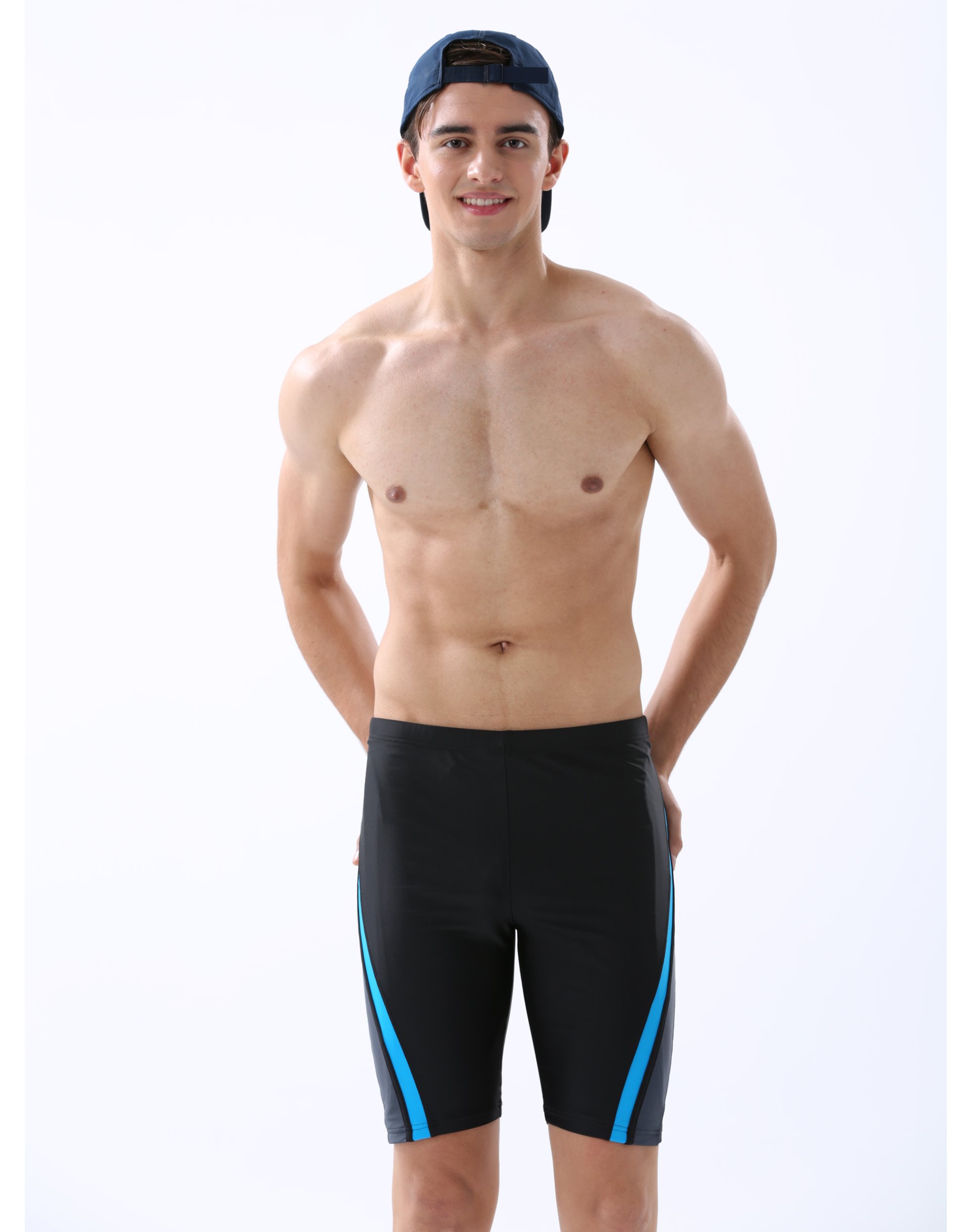  Haolang 灰邊斷面七分泳褲