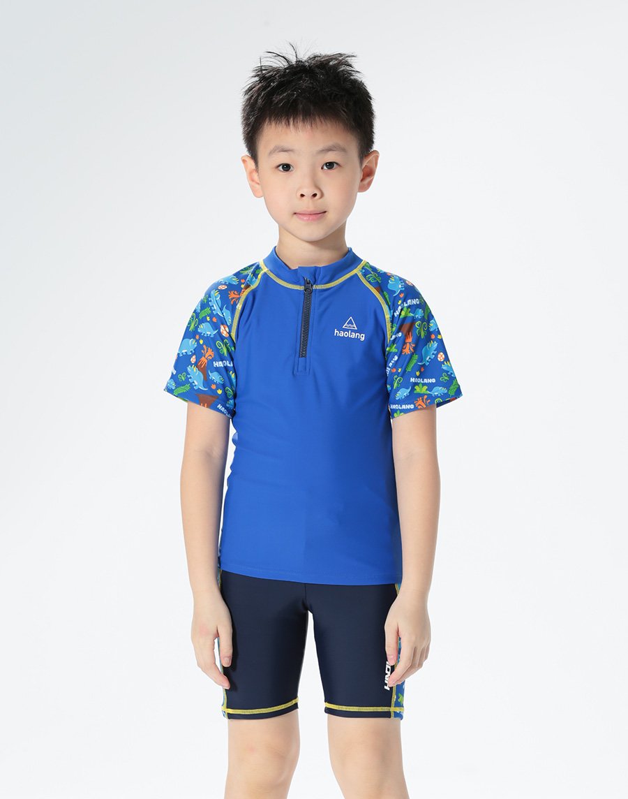Haolang 恐龍男童短袖泳衣(上衣)