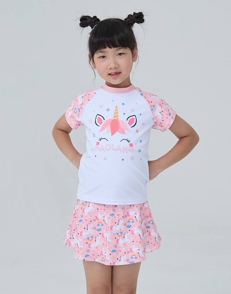 Haolang  粉紅小馬女童兩件式泳衣