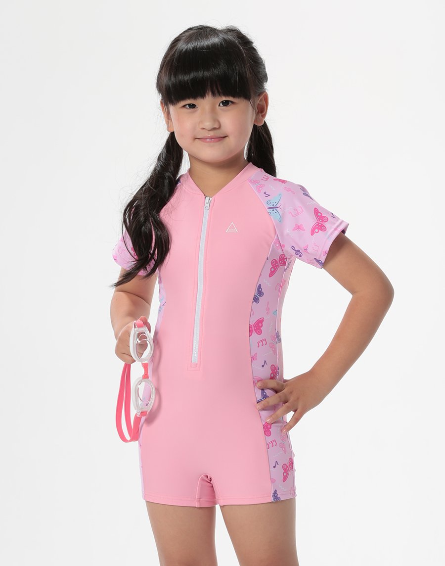 Haolang 粉紅蝴蝶女童連身泳衣