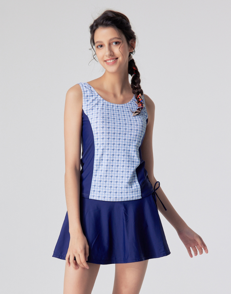 Haolang 千鳥格兩件式泳衣