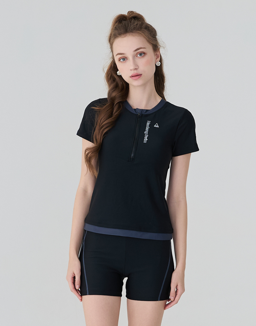 Haolang 經典黑兩件式短袖泳衣