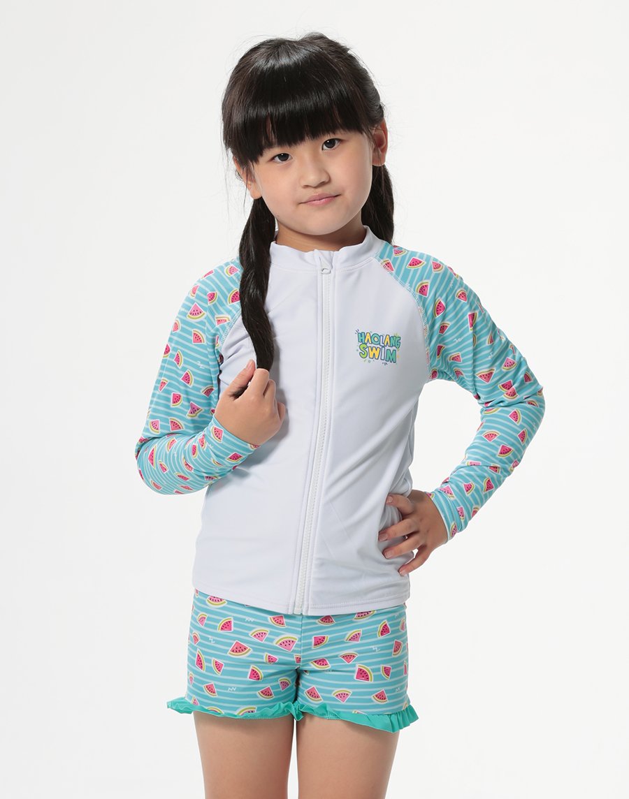 Haolang  可愛西瓜女童長袖泳衣