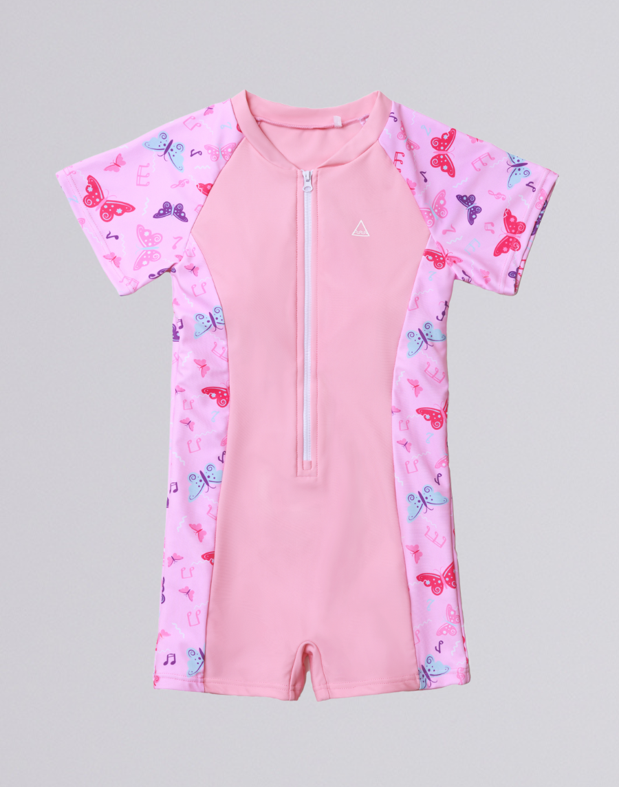 Haolang 粉紅蝴蝶女童連身泳衣