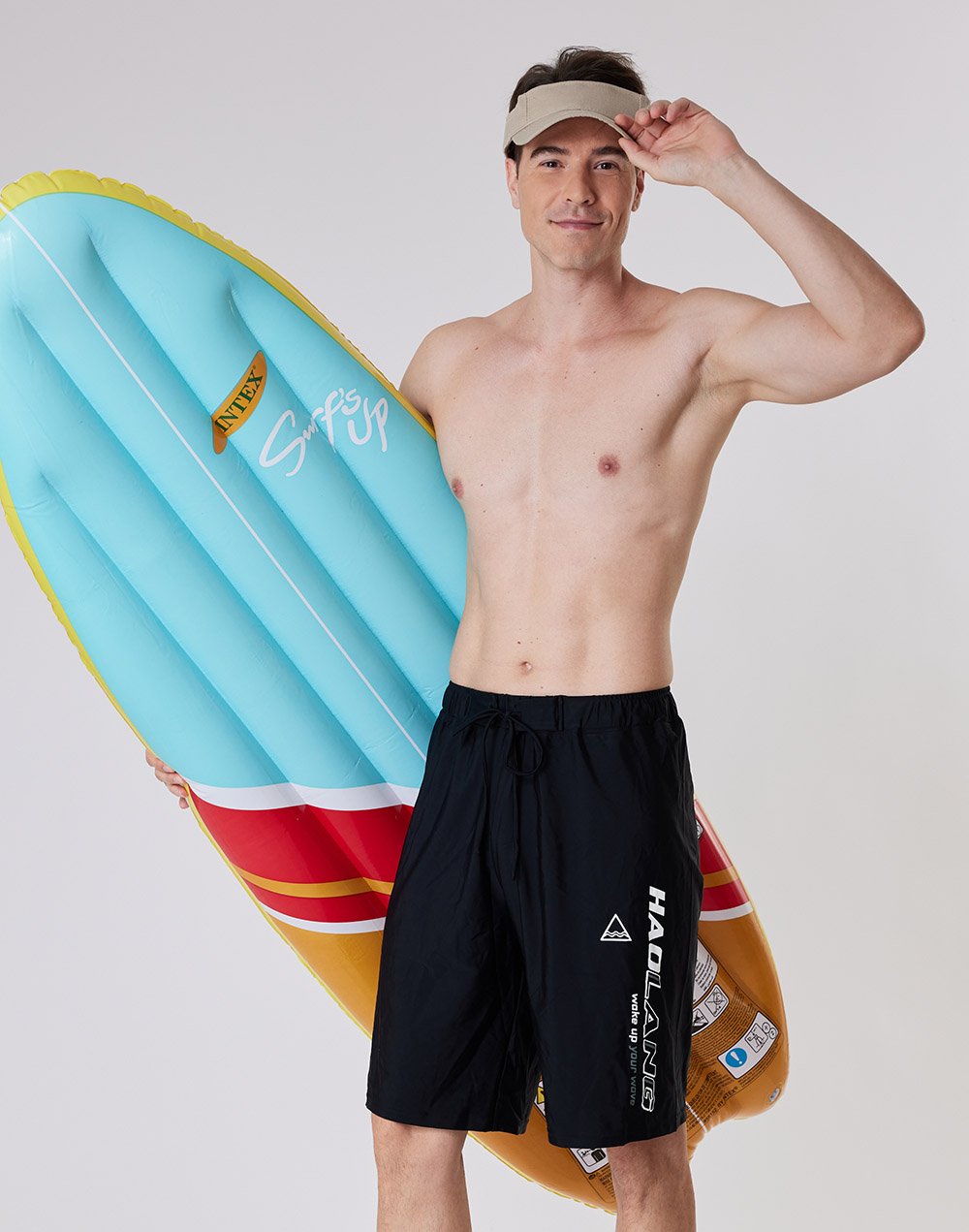 Haolang 經典黑寬鬆型泳褲