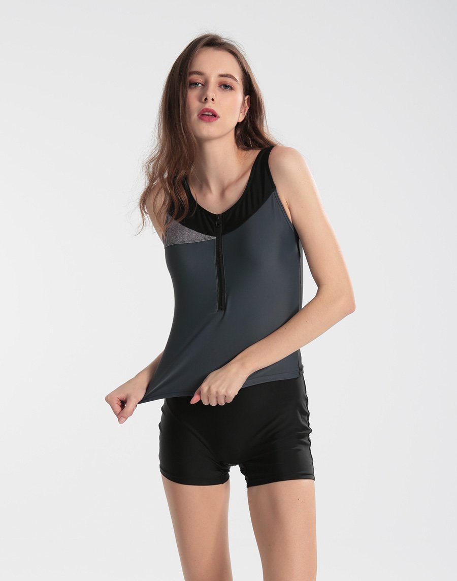 Haolang 運動黑連身四角泳衣