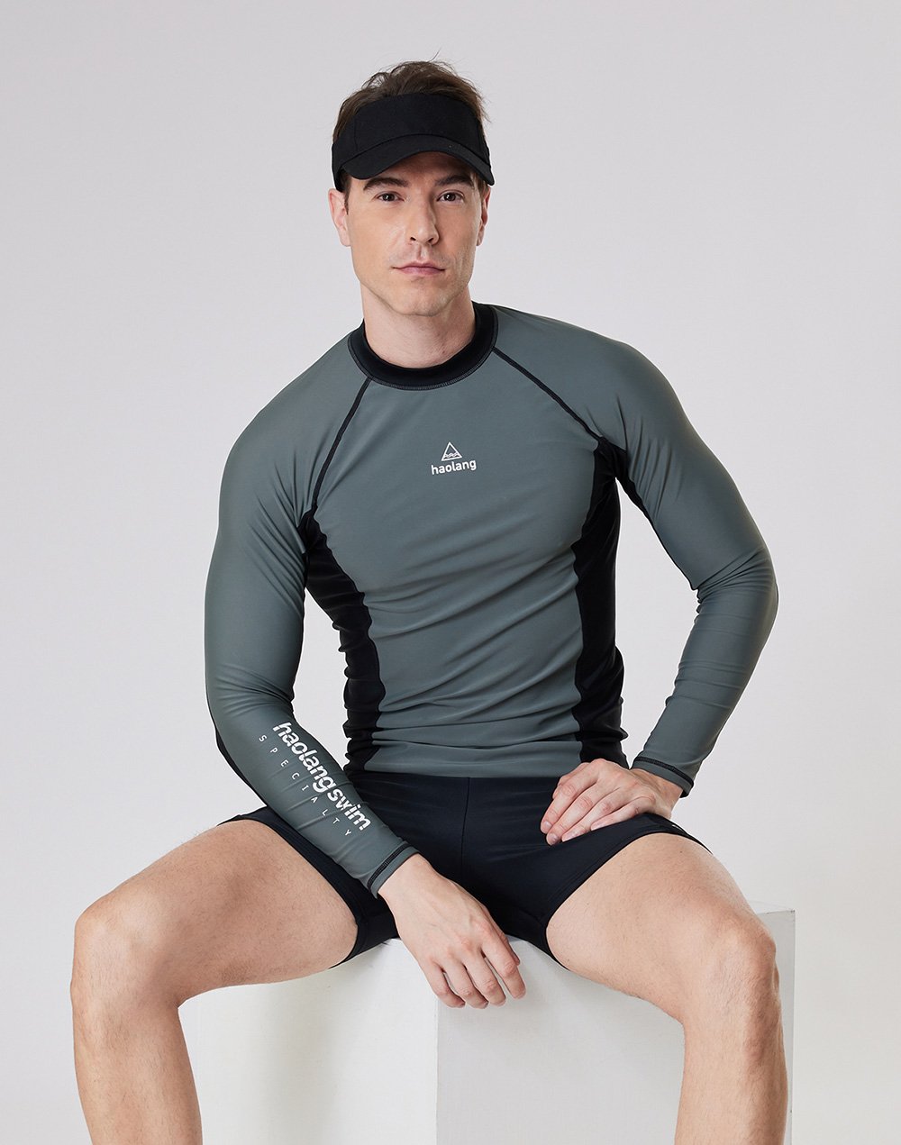 Haolang 炭灰綠男款長袖泳衣