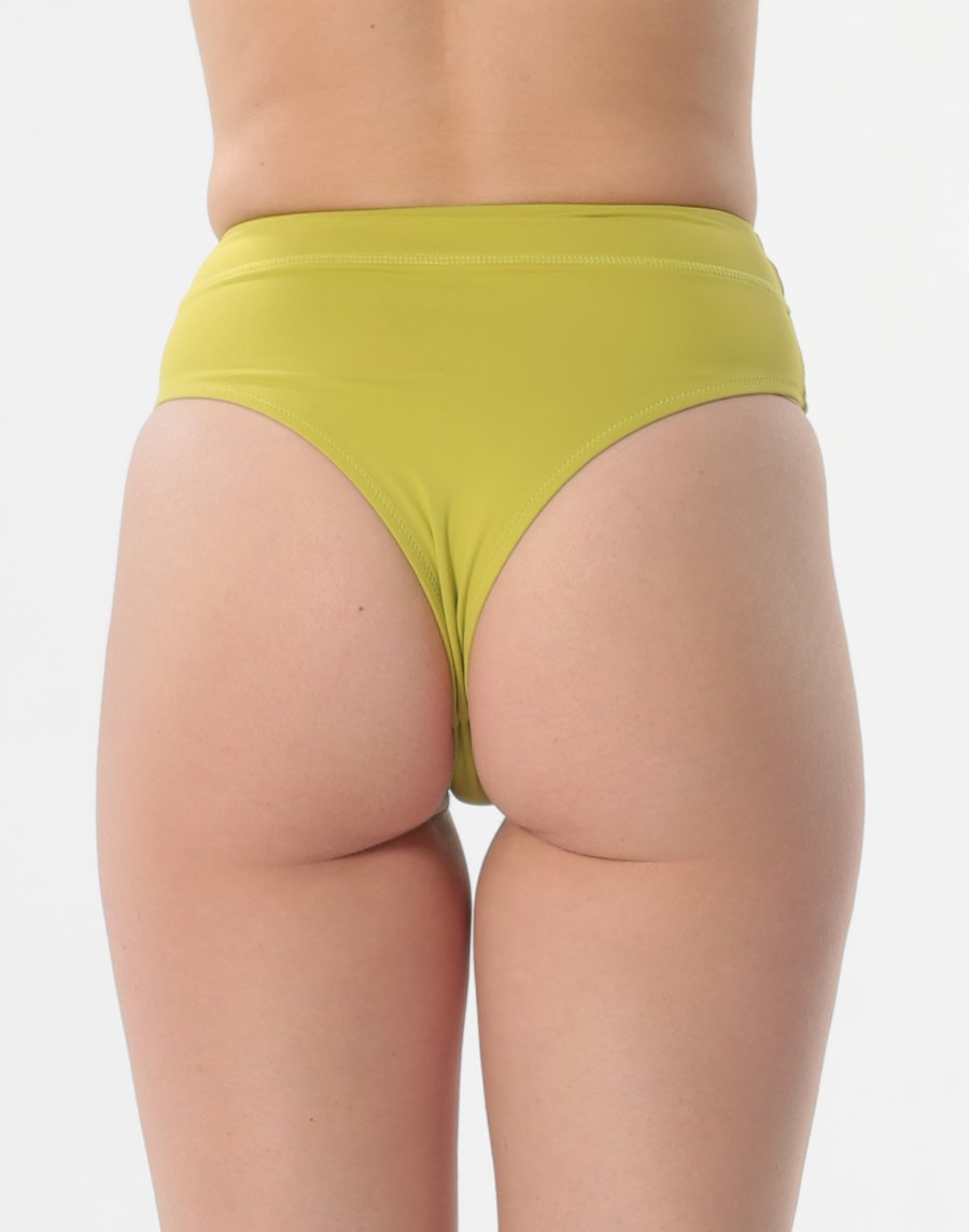 Haolang 芥末黃高腰蜜桃比基尼褲