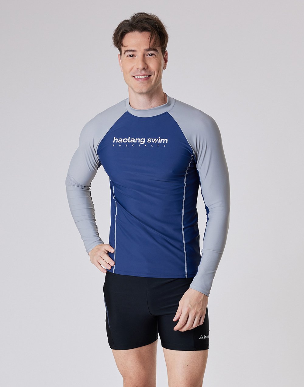 Haolang 深灰藍男款長袖泳衣