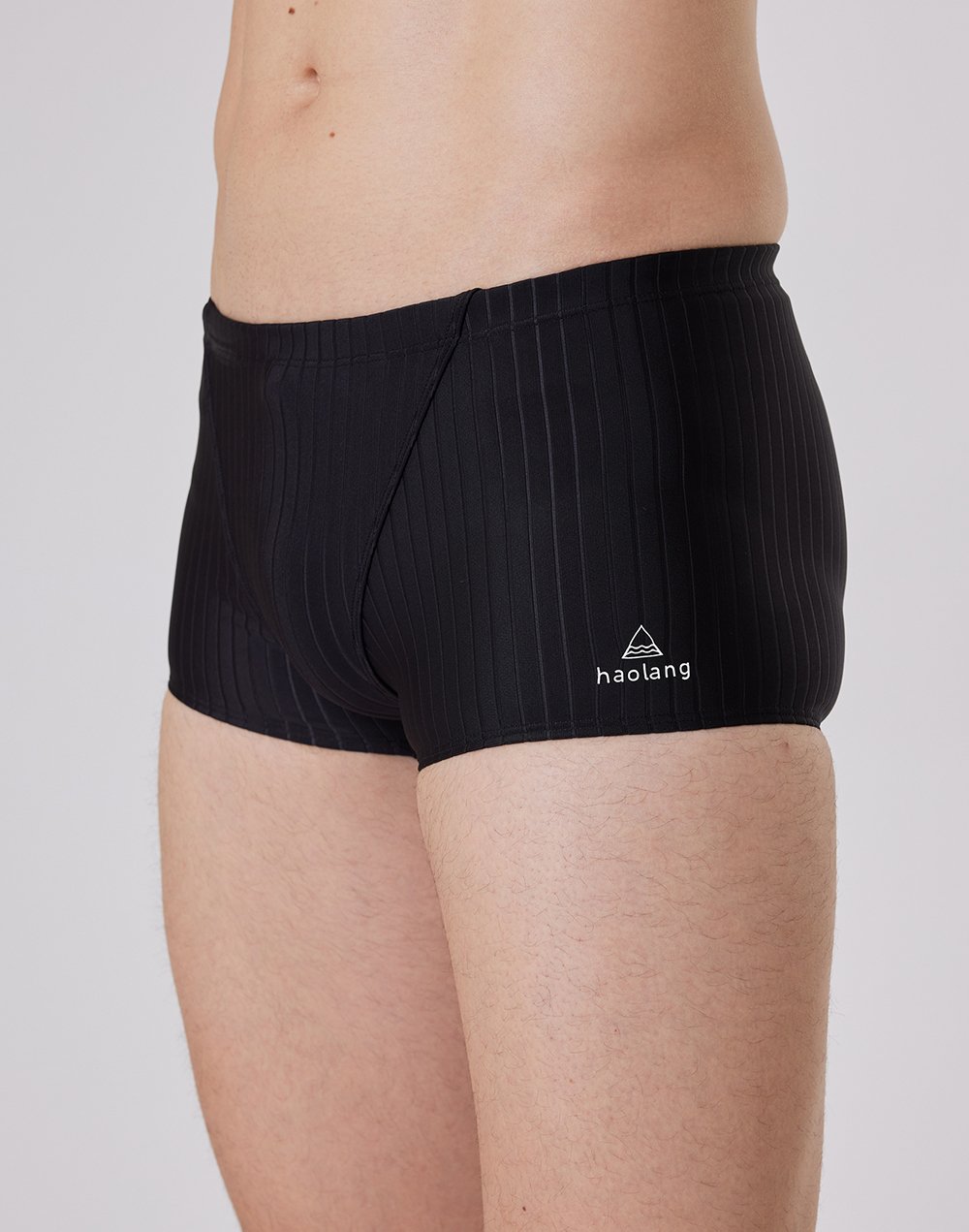 Haolang 經典黑競速平口泳褲/抗氯
