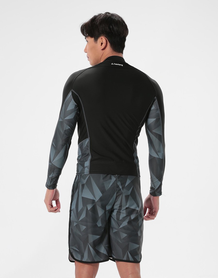 Haolang 黑玻璃男款長袖泳衣