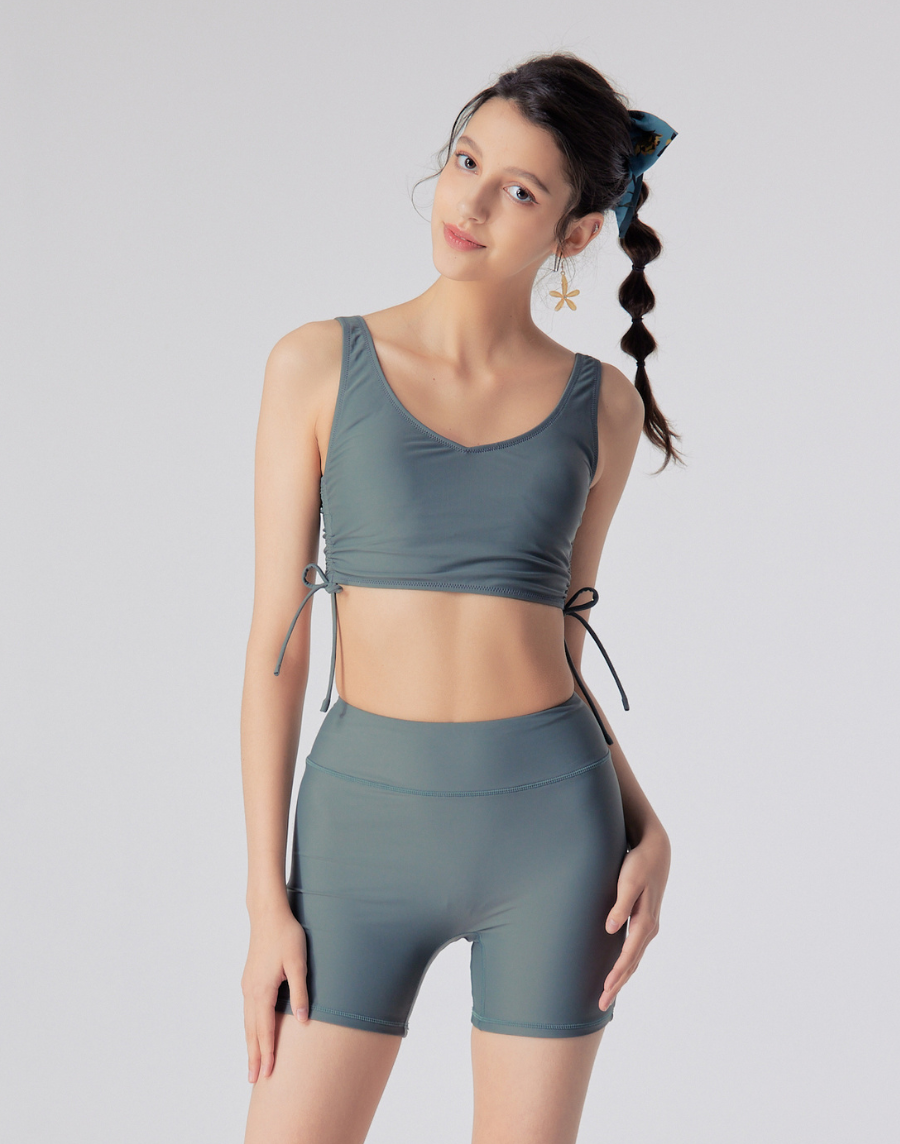 Haolang 炭灰綠挖背比基尼TOP