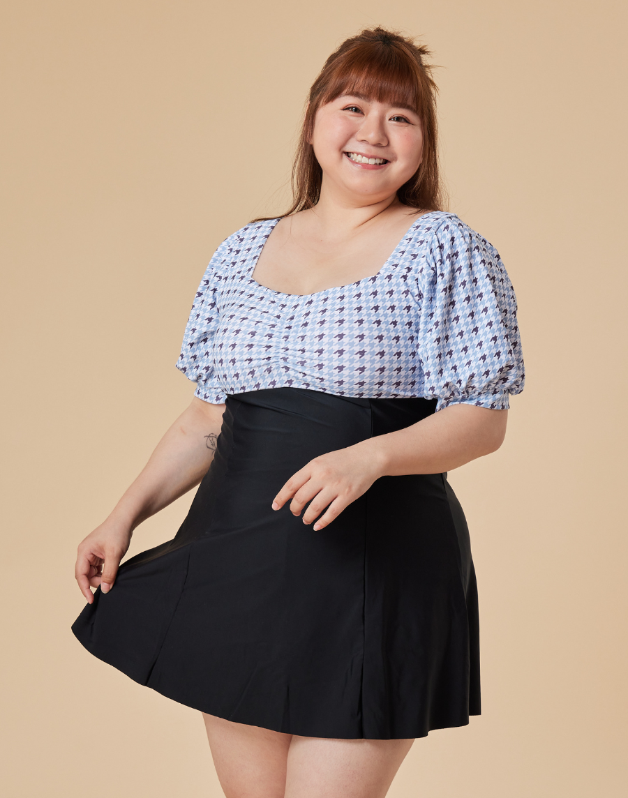 Haolang 千鳥格裙兩件式泳衣/加大尺碼