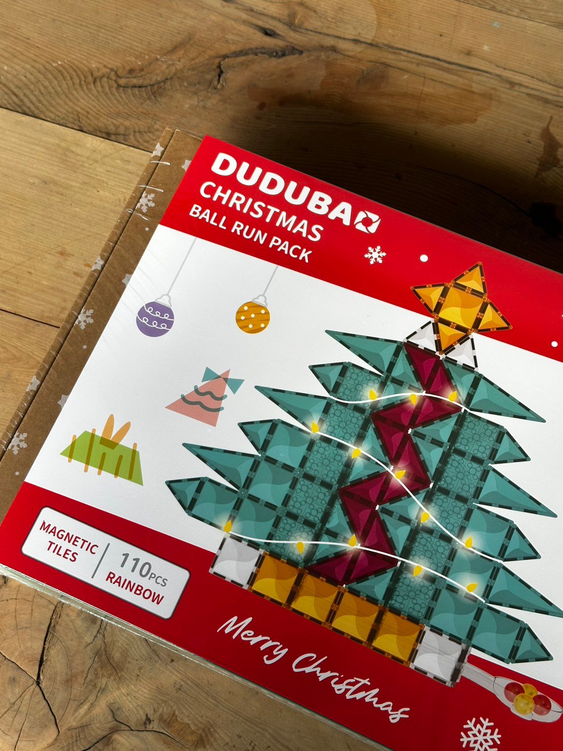 DUDUBAO 磁力片-閃亮聖誕球道組(110片)