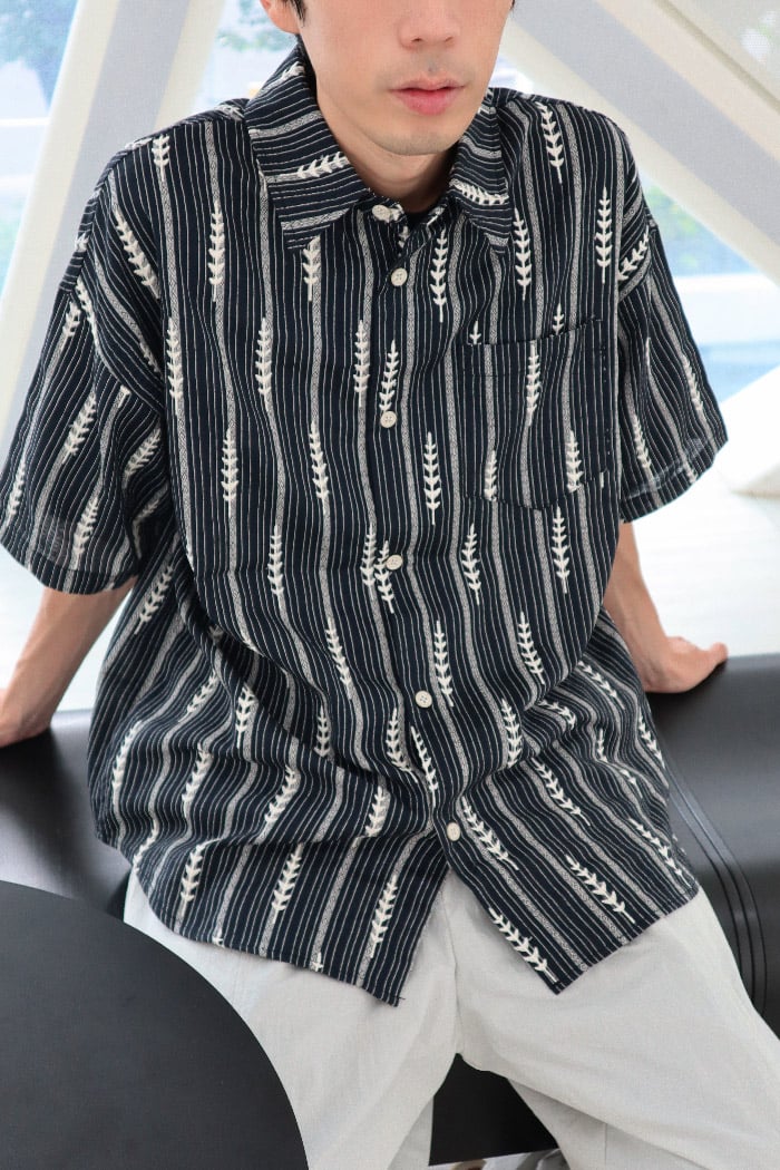 【 Giusto 】民族刺繡風提花襯衫