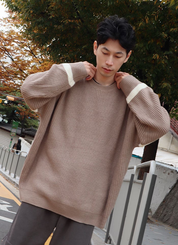 【 Giusto 】配色條紋袖針織上衣