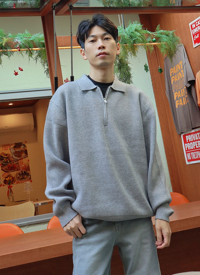 【 Giusto 】前拉鍊密針織長袖上衣