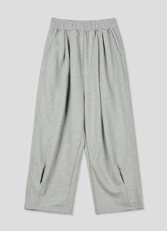 【 Giusto 】前抓皺側邊線條寬鬆棉寬褲