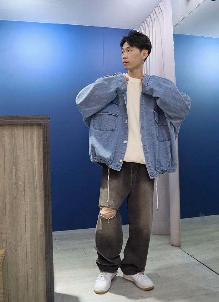 【 Giusto 】大寬版落肩牛仔襯衫外套